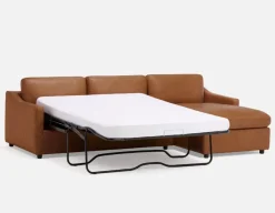 LIMA 100% leather sectional sofa-bed right-facing