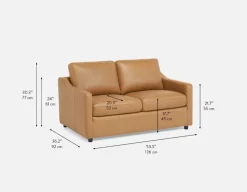 LIMA modern 100% leather loveseat