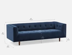 LORETTA mid-century modern velvet 3-seater sofa