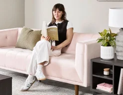 LORETTA mid-century modern velvet 3-seater sofa