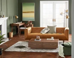 LORETTA mid-century modern velvet 3-seater sofa