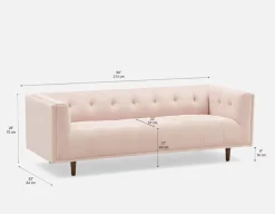 LORETTA mid-century modern velvet 3-seater sofa