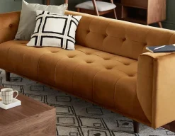 LORETTA mid-century modern velvet 3-seater sofa