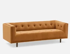 LORETTA mid-century modern velvet 3-seater sofa