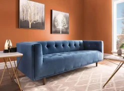LORETTA mid-century modern velvet 3-seater sofa