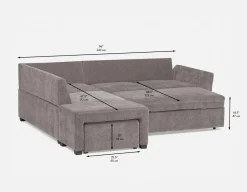 MINNESOTA left-facing sectional sofa-bed with storage