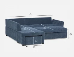 MINNESOTA left-facing sectional sofa-bed with storage