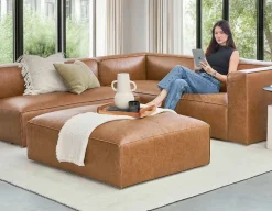 MONTE 100% leather classic 3-seater sofa