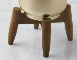 MURIEL metal planter with wood stand 22 cm