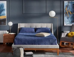 MUROL mid-century modern tufted upholstered wingback queen size bed
