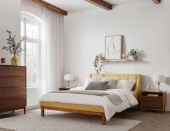 MUROL mid-century modern tufted upholstered wingback queen size bed
