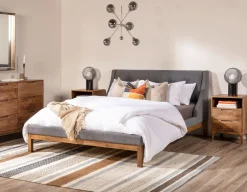 MUROL mid-century modern tufted upholstered wingback queen size bed