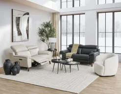NILLIE 100% leather power recliner contemporary loveseat