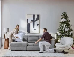 ODETTE contemporary left-facing sectional sofa-bed with storage