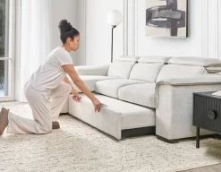 ODETTE contemporary left-facing sectional sofa-bed with storage