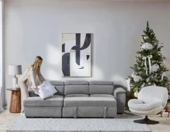 ODETTE contemporary left-facing sectional sofa-bed with storage
