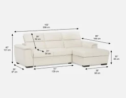 ODETTE contemporary left-facing sectional sofa-bed with storage