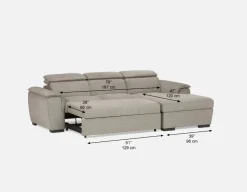 ODETTE contemporary left-facing sectional sofa-bed with storage