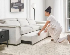 ODETTE contemporary right-facing sectional sofa-bed with storage