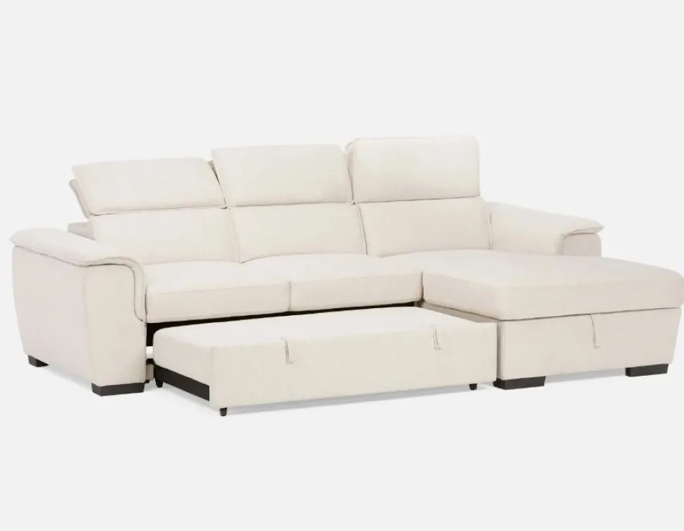 ODETTE contemporary right-facing sectional sofa-bed with storage