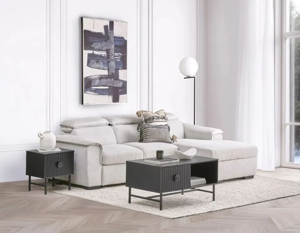 ODETTE contemporary right-facing sectional sofa-bed with storage