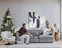 ODETTE contemporary right-facing sectional sofa-bed with storage