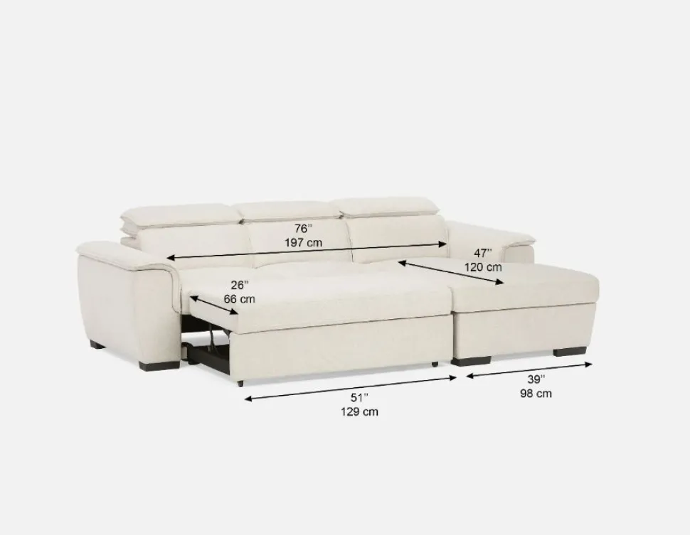 ODETTE contemporary right-facing sectional sofa-bed with storage