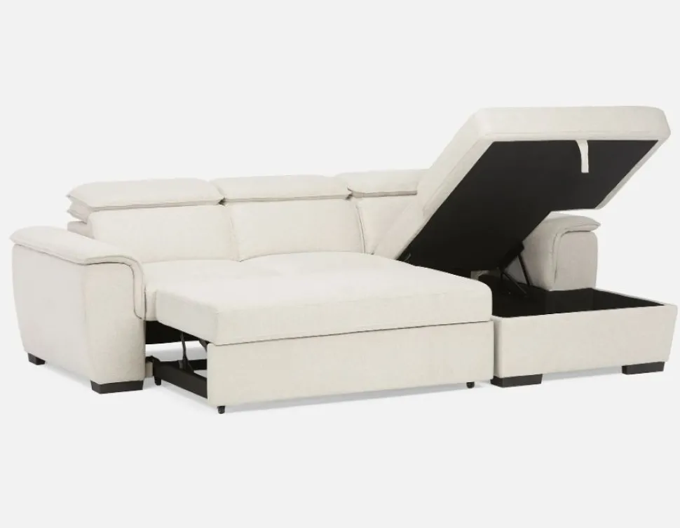 ODETTE contemporary right-facing sectional sofa-bed with storage