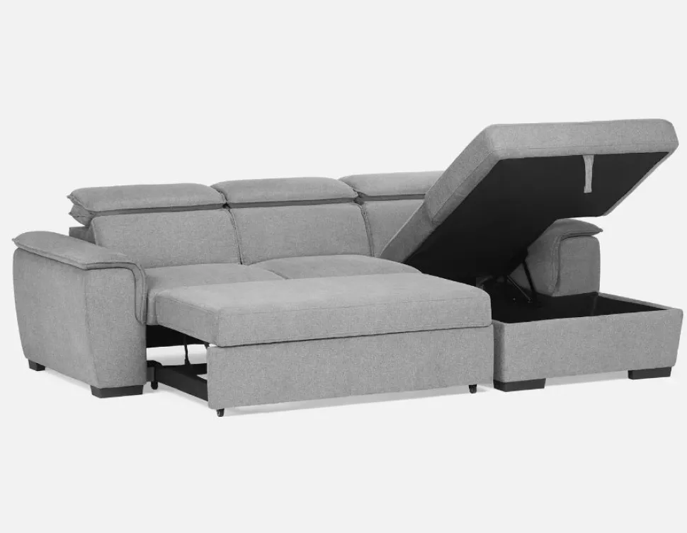 ODETTE contemporary right-facing sectional sofa-bed with storage
