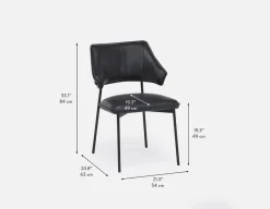 PALMA 100% leather mid-century modern dining chair