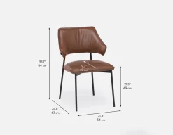 PALMA 100% leather mid-century modern dining chair