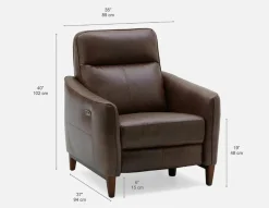 PALMER contemporary modern power-reclining 100% leather armchair