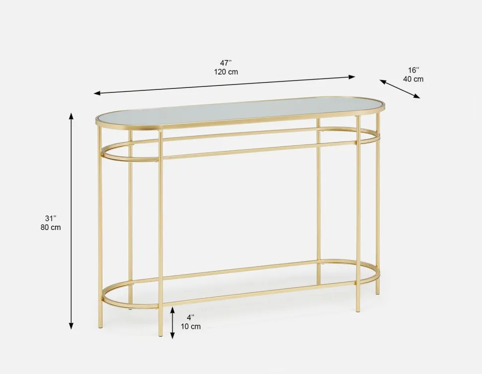 PETE mirrored top console table 120 cm