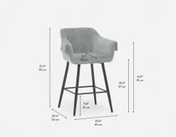 RALPH mid-century upholstered counter stool 66cm