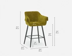 RALPH mid-century upholstered counter stool 66cm