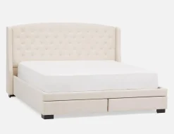 RAVEL traditional tufted upholstered wingback king-size bed with storage