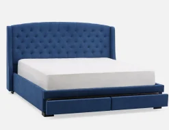 RAVEL traditional tufted upholstered wingback king-size bed with storage