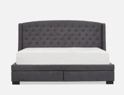 RAVEL traditional tufted upholstered wingback king-size bed with storage