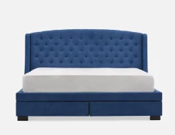 RAVEL traditional tufted upholstered wingback king-size bed with storage