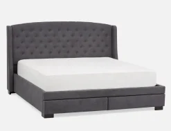RAVEL traditional tufted upholstered wingback king-size bed with storage