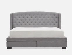 RAVEL traditional tufted upholstered wingback king-size bed with storage