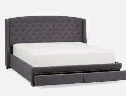 RAVEL traditional tufted upholstered wingback king-size bed with storage
