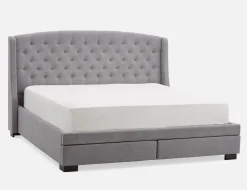 RAVEL traditional tufted upholstered wingback king-size bed with storage