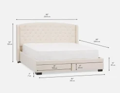 RAVEL traditional tufted upholstered wingback king-size bed with storage