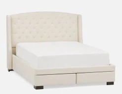 RAVEL traditional tufted upholstered wingback king-size bed with storage