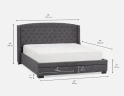 RAVEL traditional tufted upholstered wingback king-size bed with storage