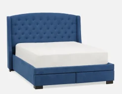 RAVEL traditional tufted upholstered wingback queen size bed with storage