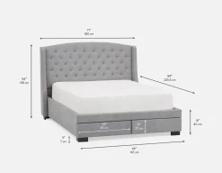 RAVEL traditional tufted upholstered wingback queen size bed with storage
