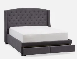 RAVEL traditional tufted upholstered wingback queen size bed with storage