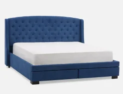 RAVEL traditional tufted upholstered wingback queen size bed with storage